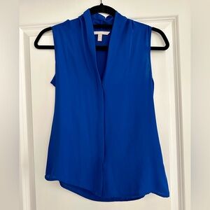 Banana Republic Royal Blue Sleeveless Blouse Hidden Buttons XS 00